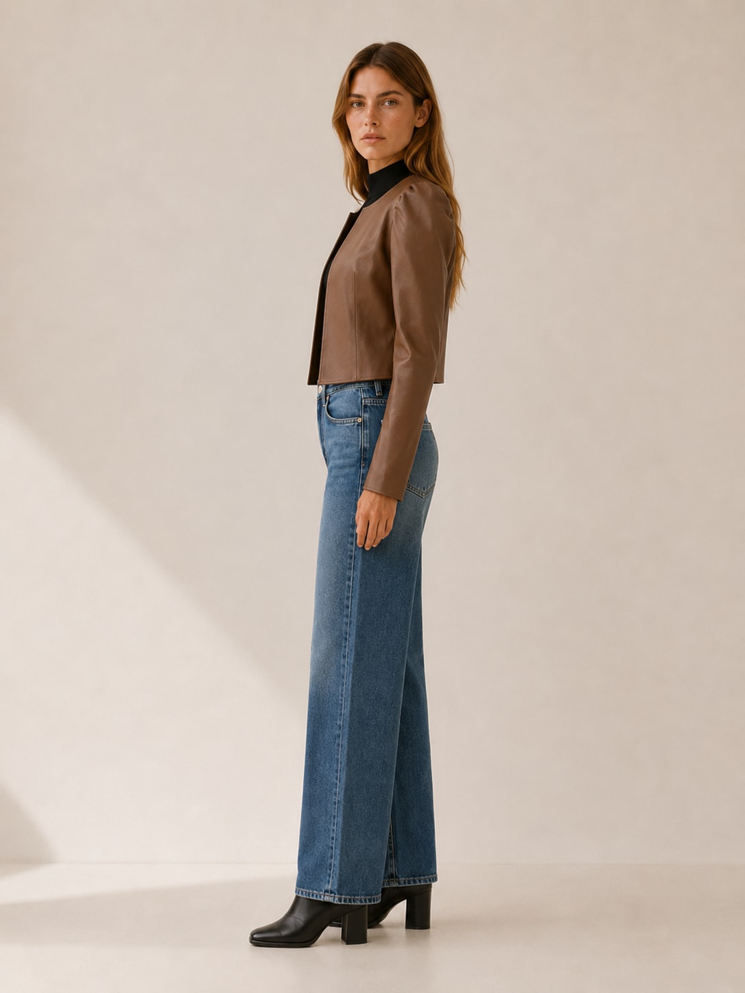 Anouk Cropped Puff Sleeve Faux Leather Jacket_3
