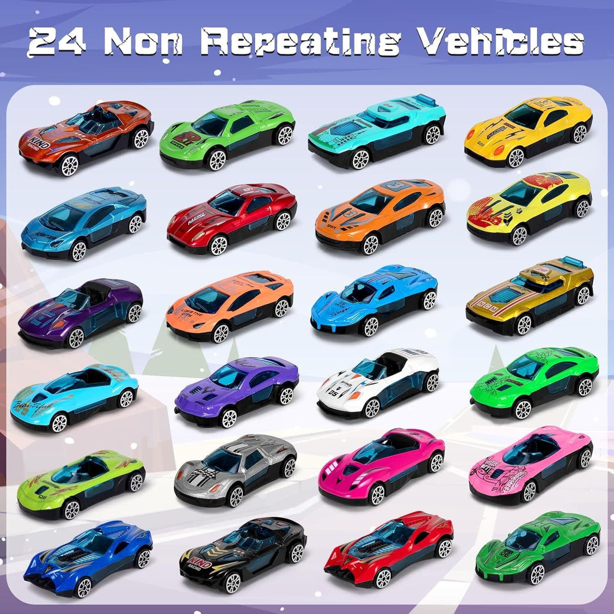 Car Advent Calendar 2026 with 24 Diecast Toy Cars Holiday Countdown Gift for Car Lovers_2