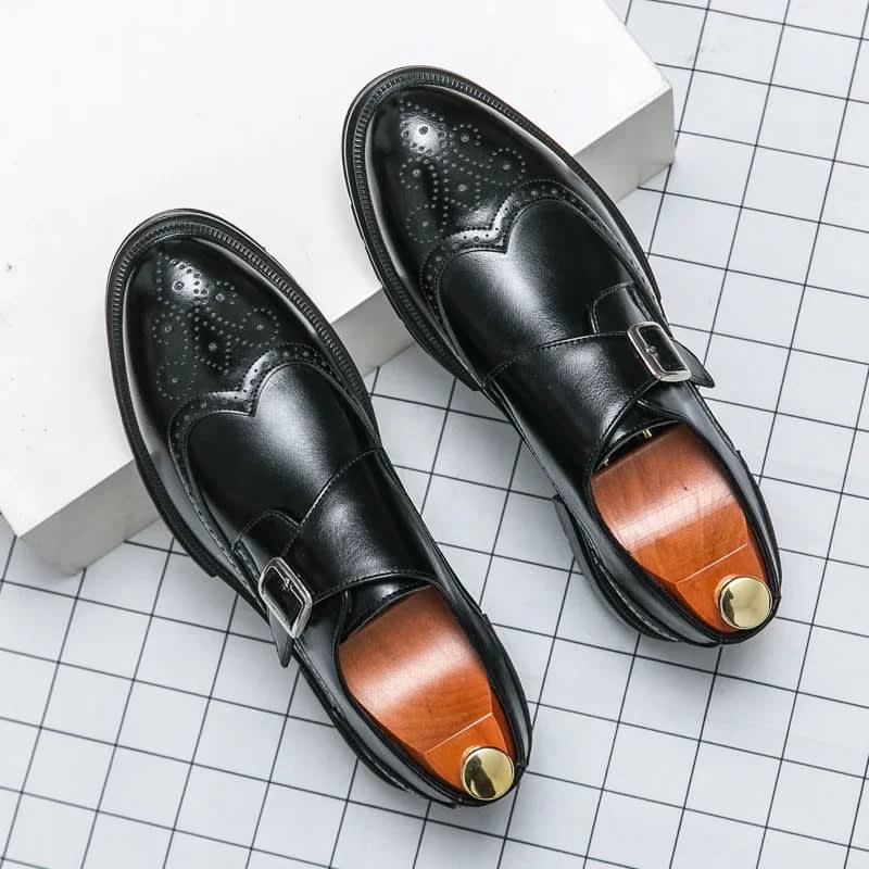 Marcus Leather Wingtip Monk Strap Shoes_4