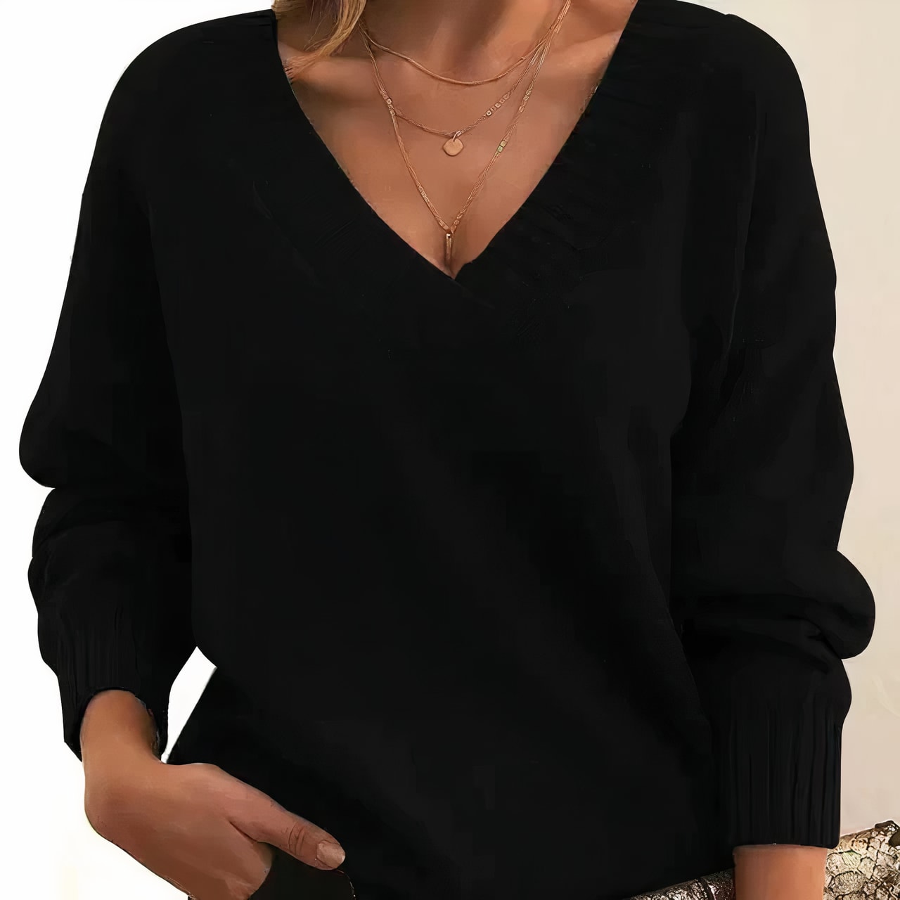 Zenobia Pleated V Neck Blouse_2