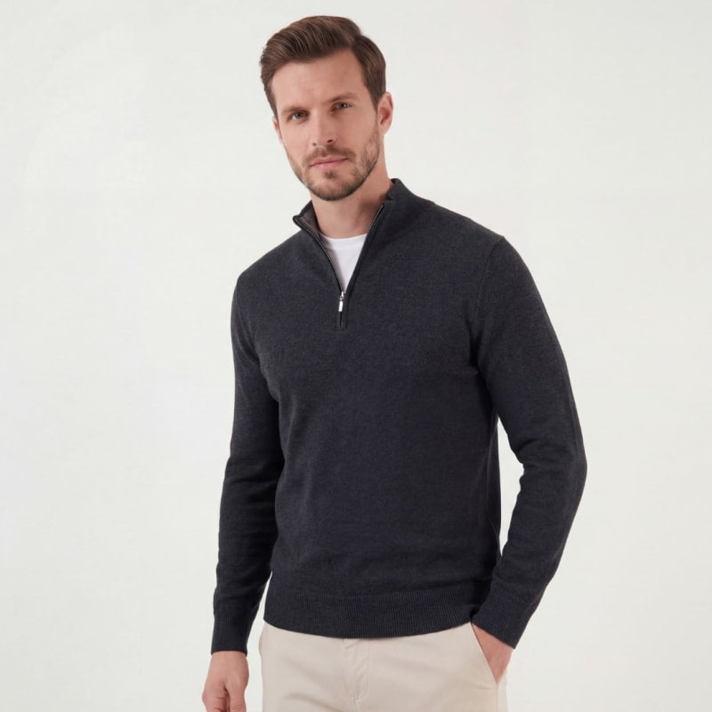 Wade Charcoal Half Zip Sweater_1