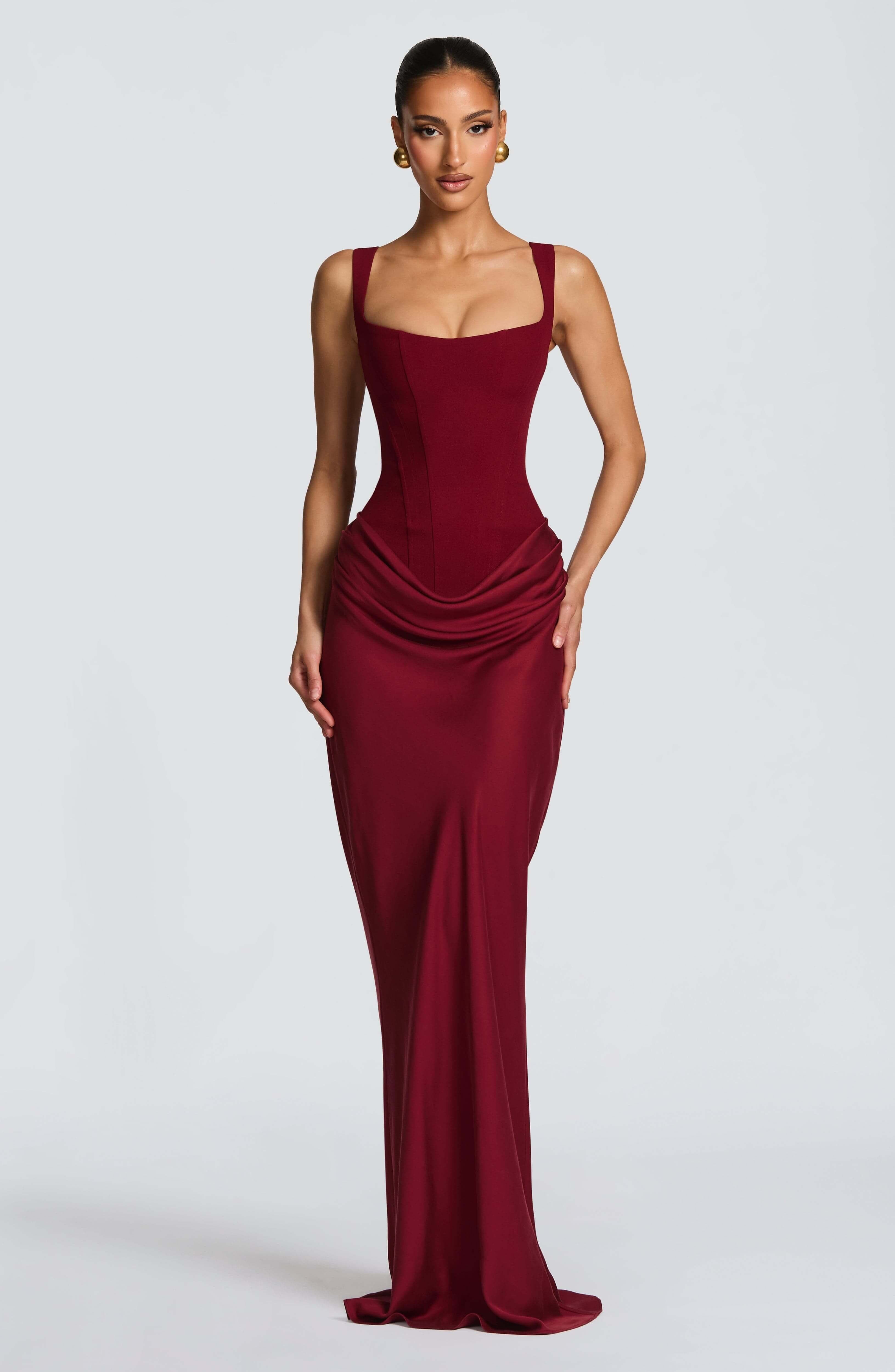 Susannah Bodycon Square Neck Wedding Guest Maxi Dress_5