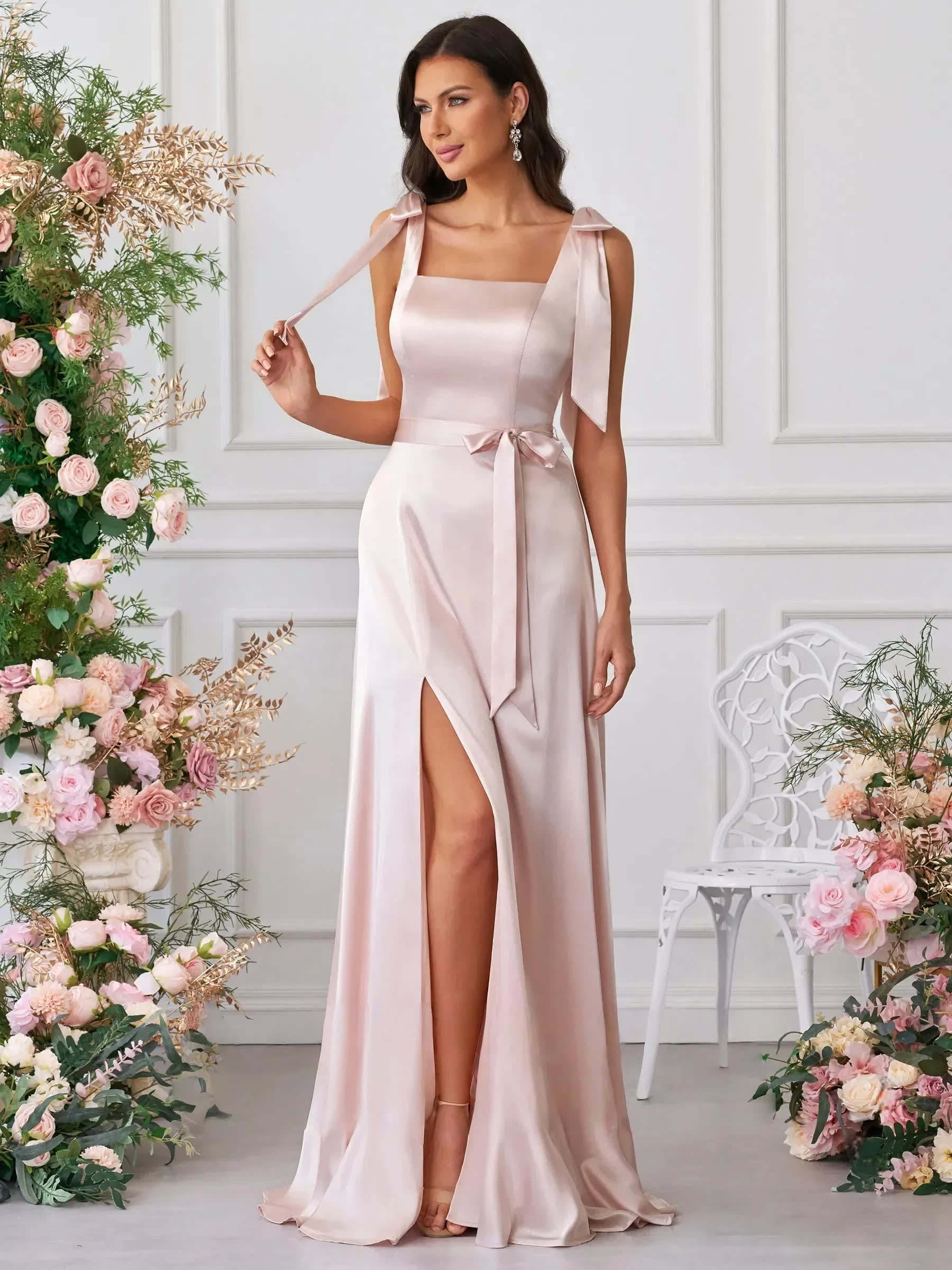 Felicity Square Neck Bow Strap Wedding Guest Maxi Dress_2