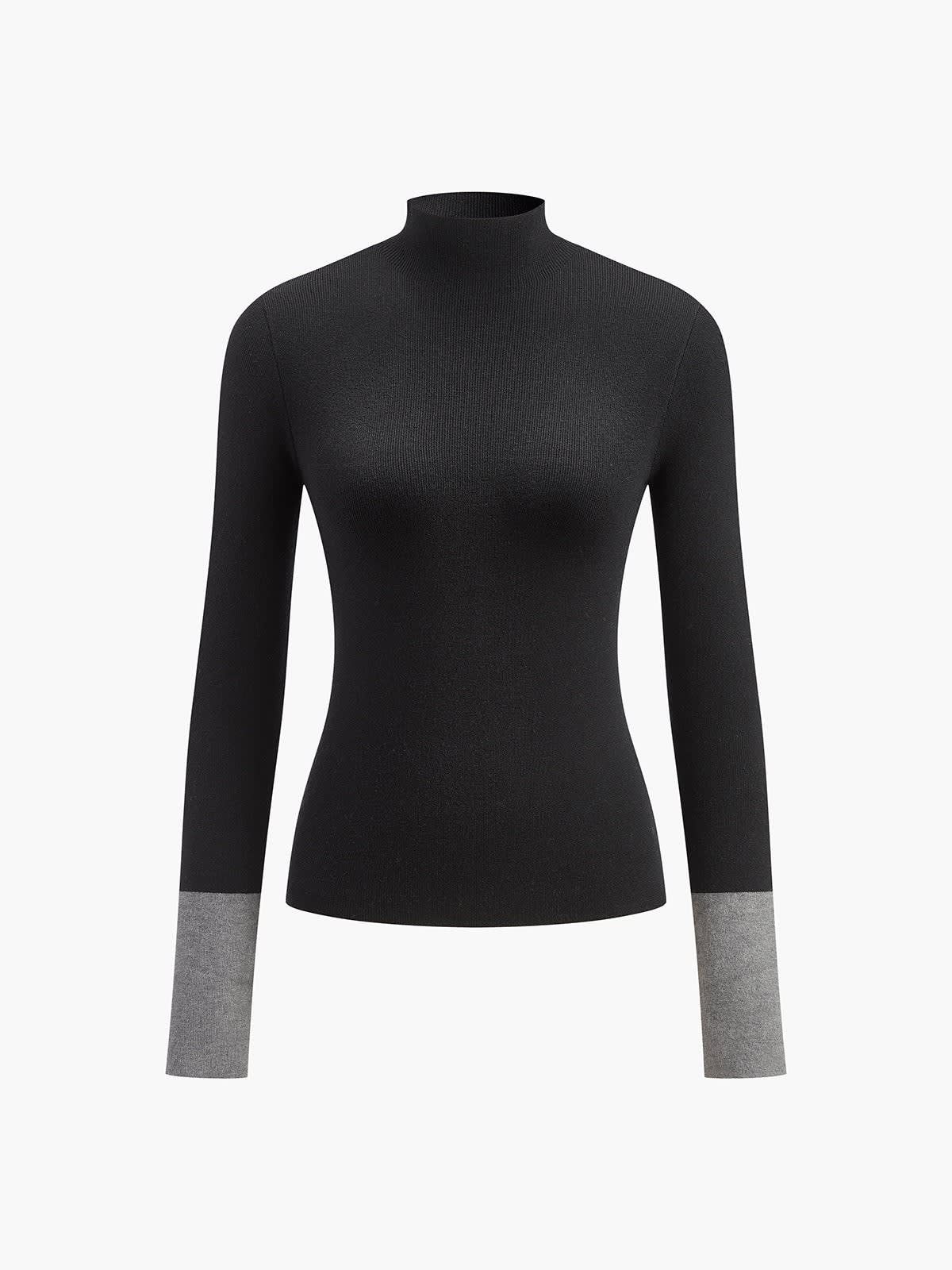 Klarissa Contrast Cuff Mock Neck Sweater_5