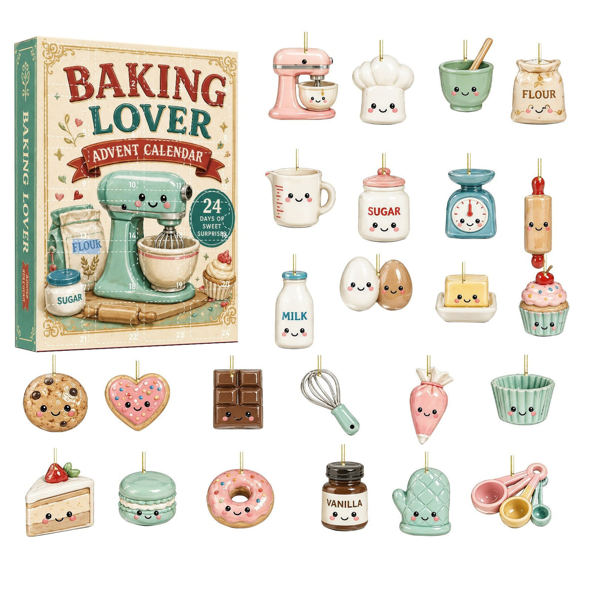 Kitchen Advent Calendar 2026 with 24 Mini Acrylic Ornaments Holiday Countdown Gift for Cooking Lovers_7