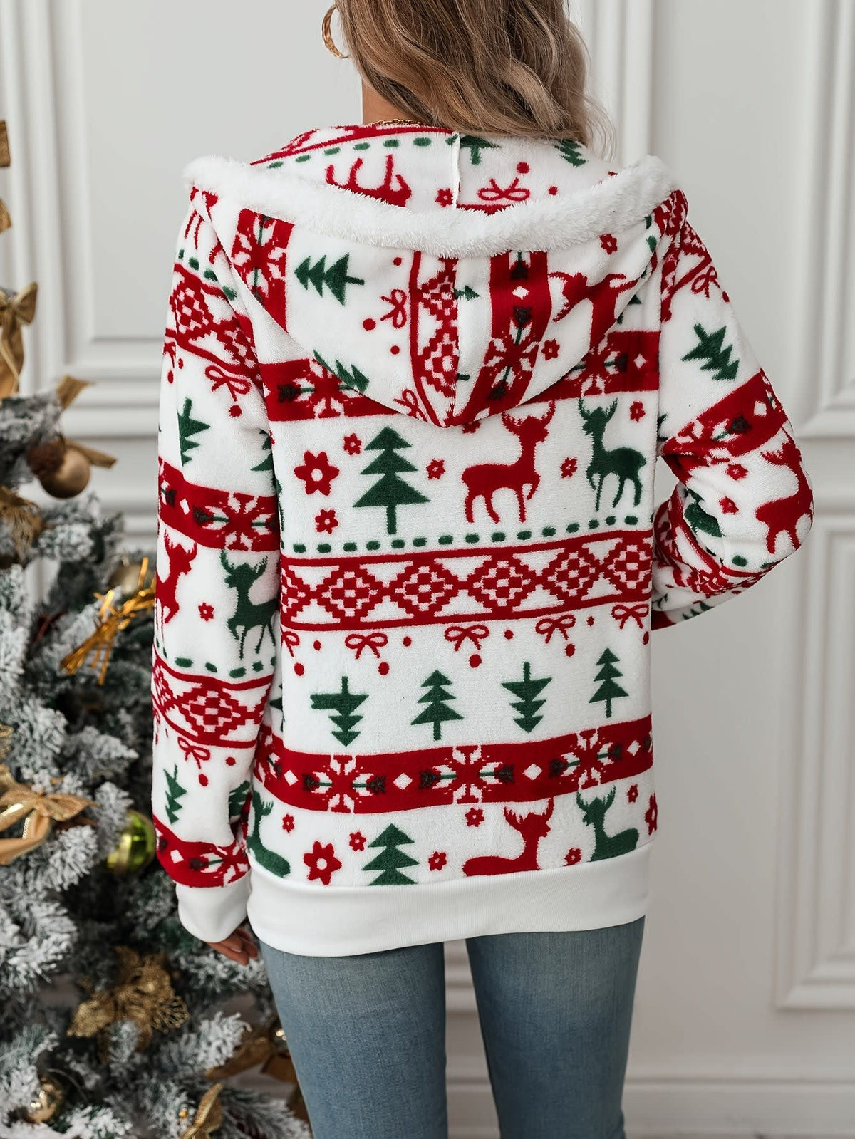 Harriet Fair Isle Hooded Zip Christmas Sweater_2