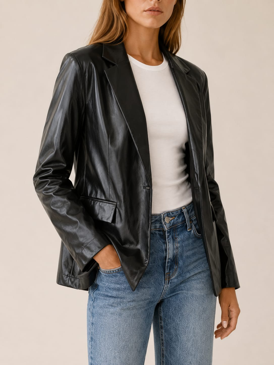 Lena Oversized Tailored Faux Leather Blazer_4