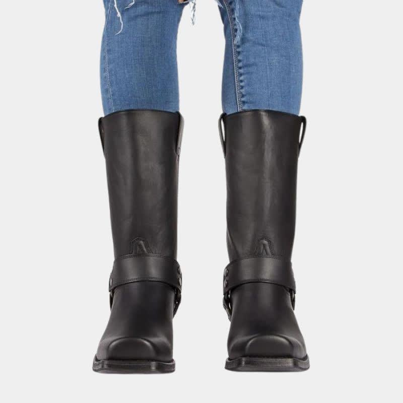 Ezra Square Toe Leather Harness Cowboy Boots_1