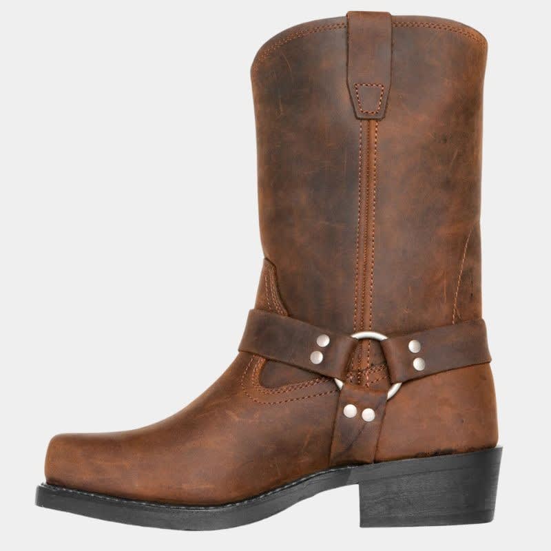 Ezra Square Toe Leather Harness Cowboy Boots_6
