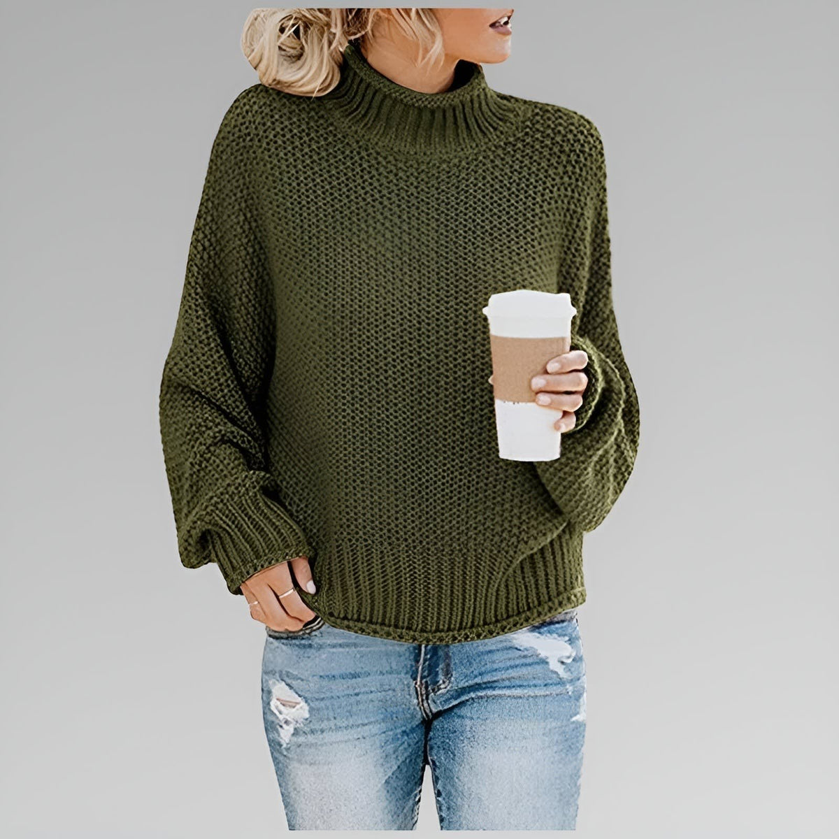 Dulce Oversized Chunky Knit Mock Neck Sweater_3
