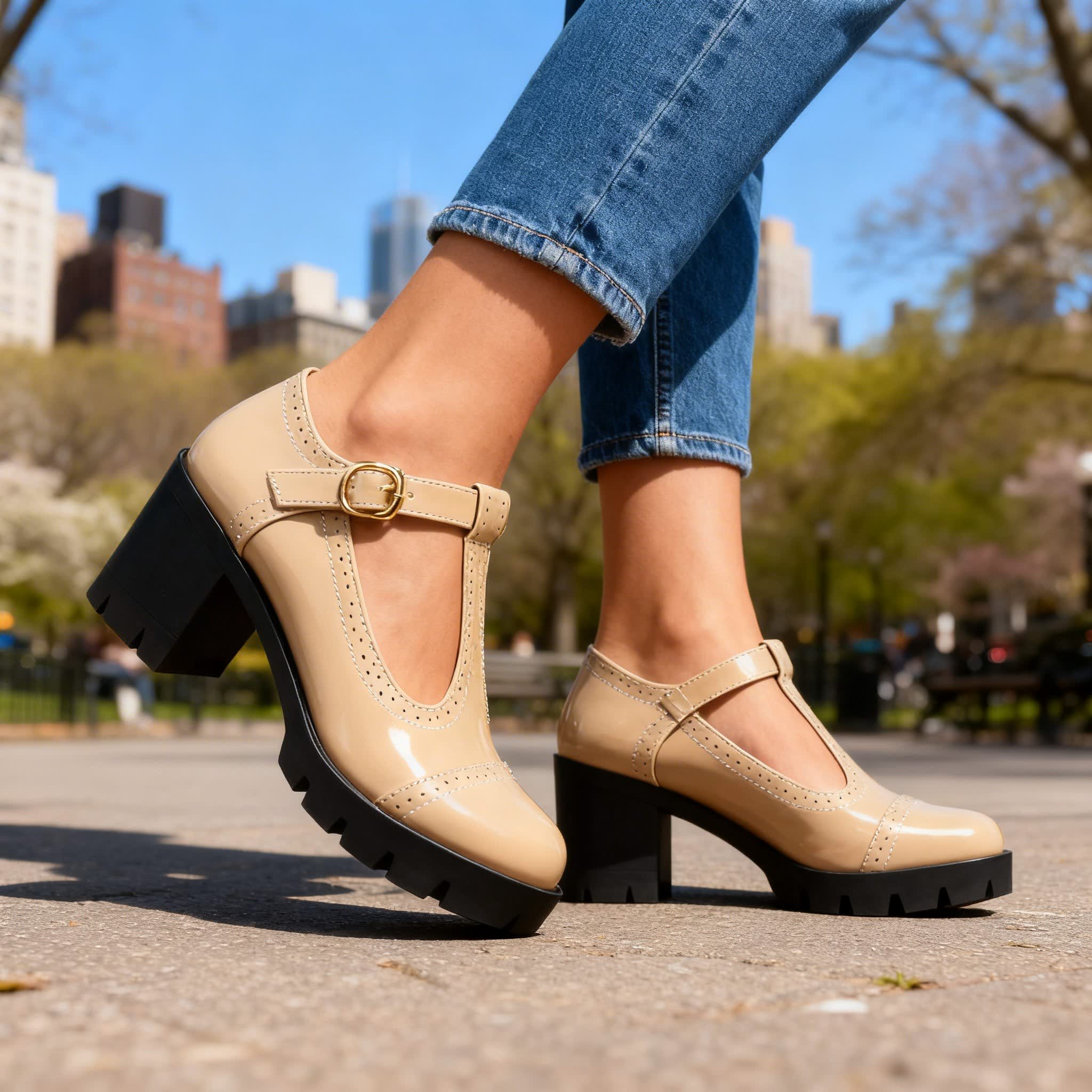 Amber Patent T-Strap Mary Jane Heels_3