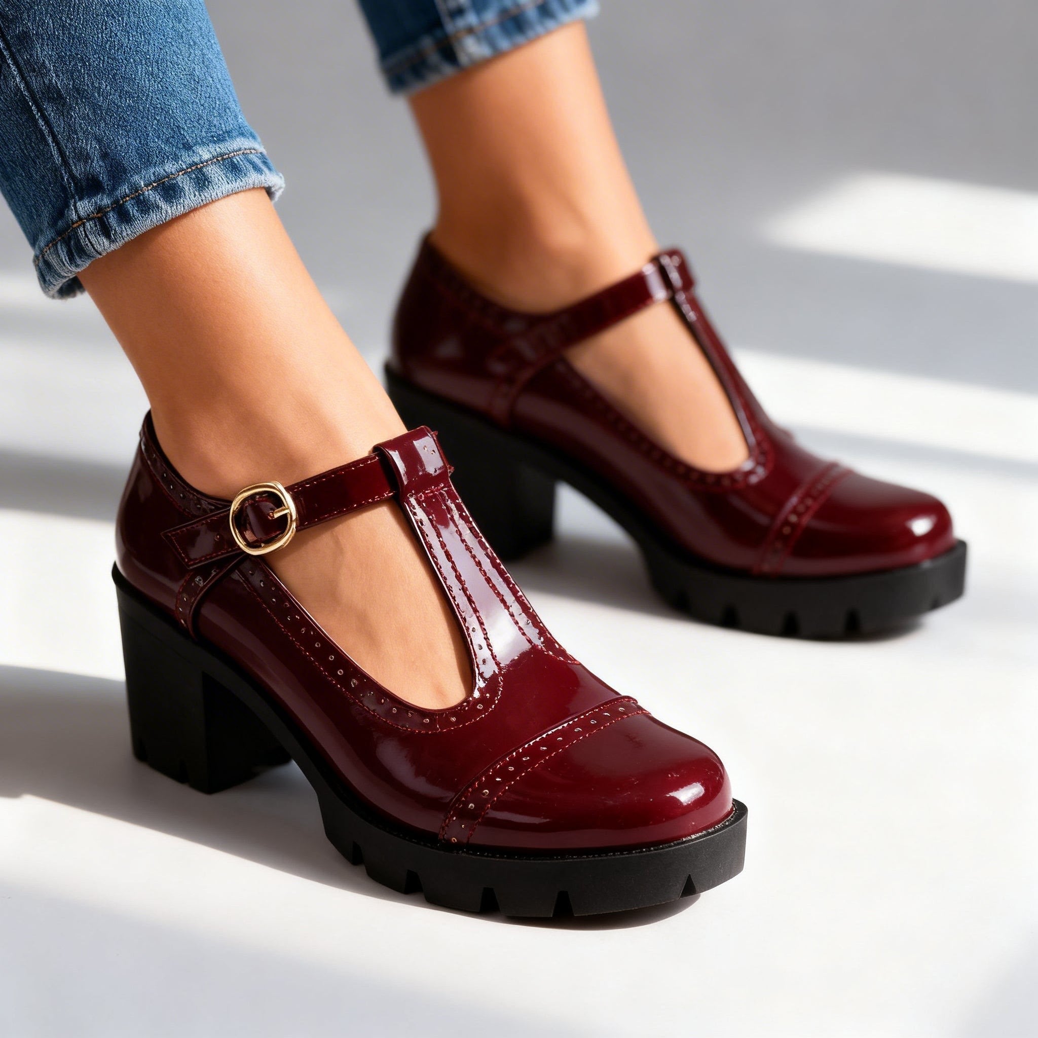 Amber Patent T-Strap Mary Jane Heels_4