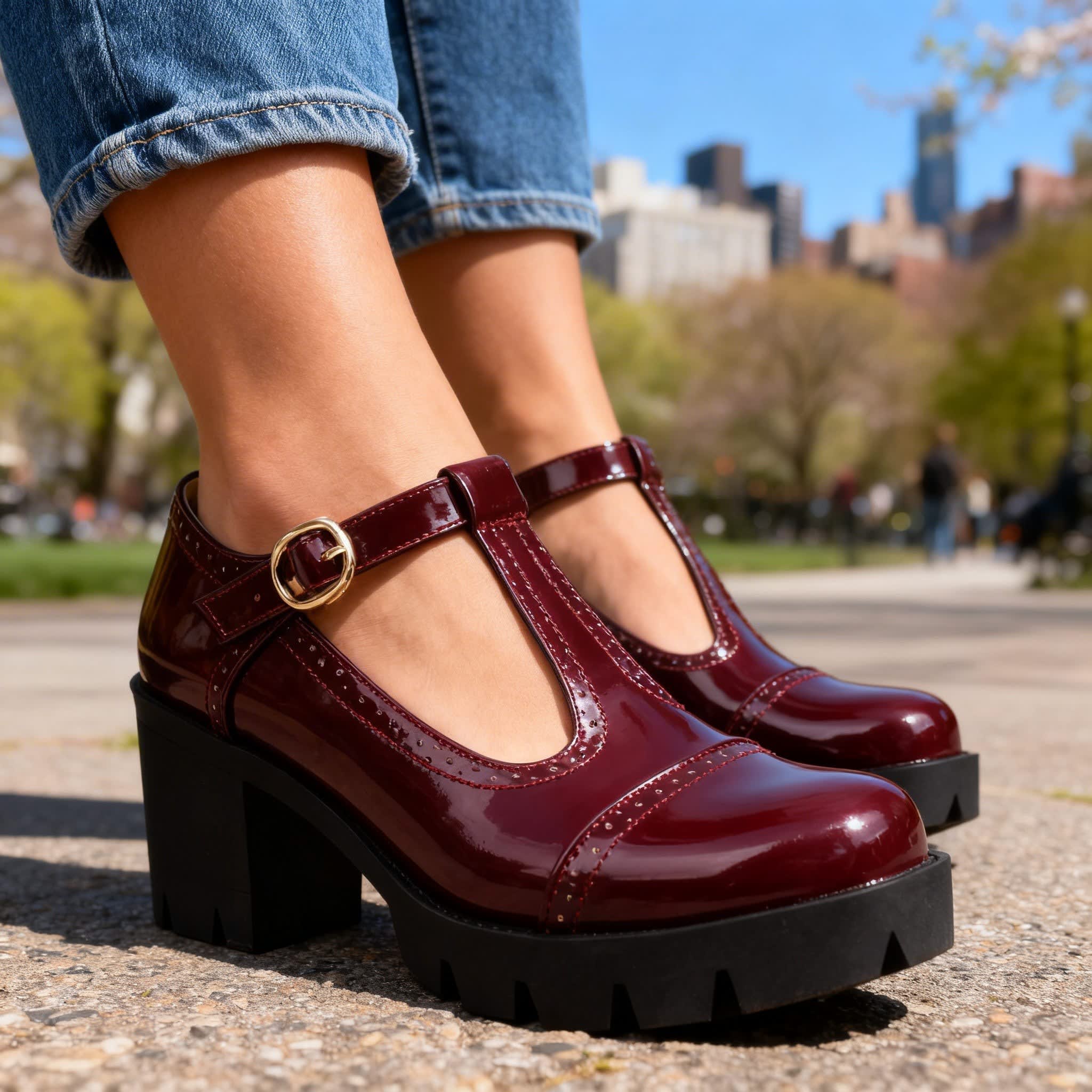 Amber Patent T-Strap Mary Jane Heels_7