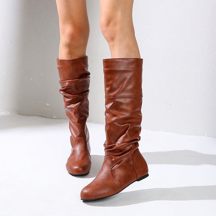 Aubrie Faux Leather Slouch Knee High Boots_4