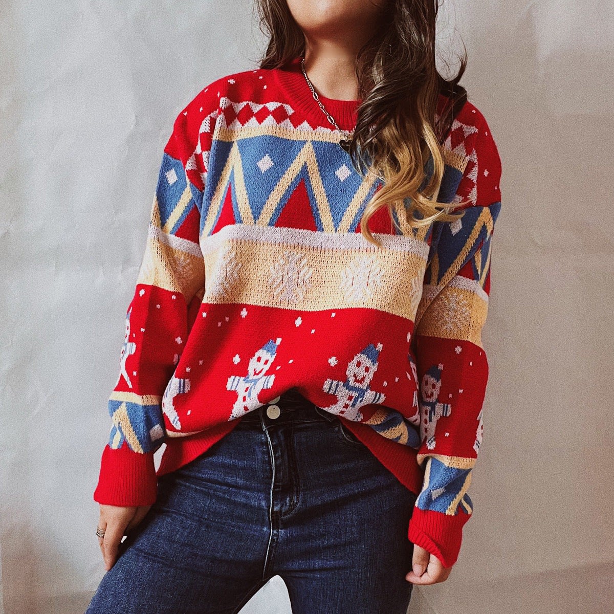 Maggie Gingerbread Oversized Christmas Sweater_4