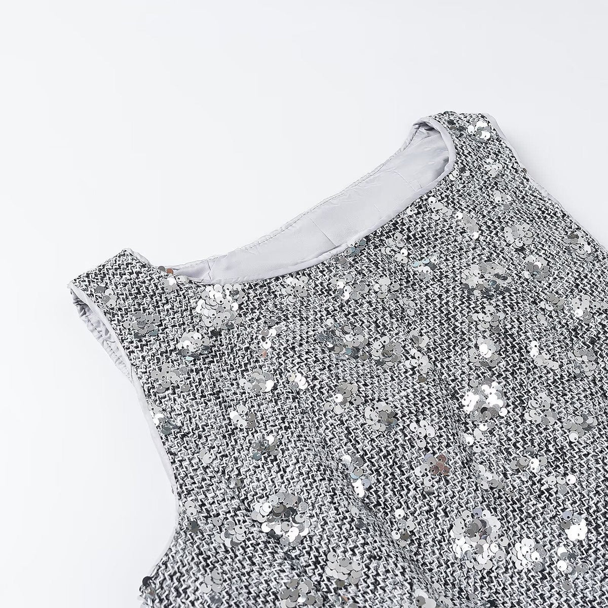 Noelle Sequin Boucle Sleeveless Peplum Top_2