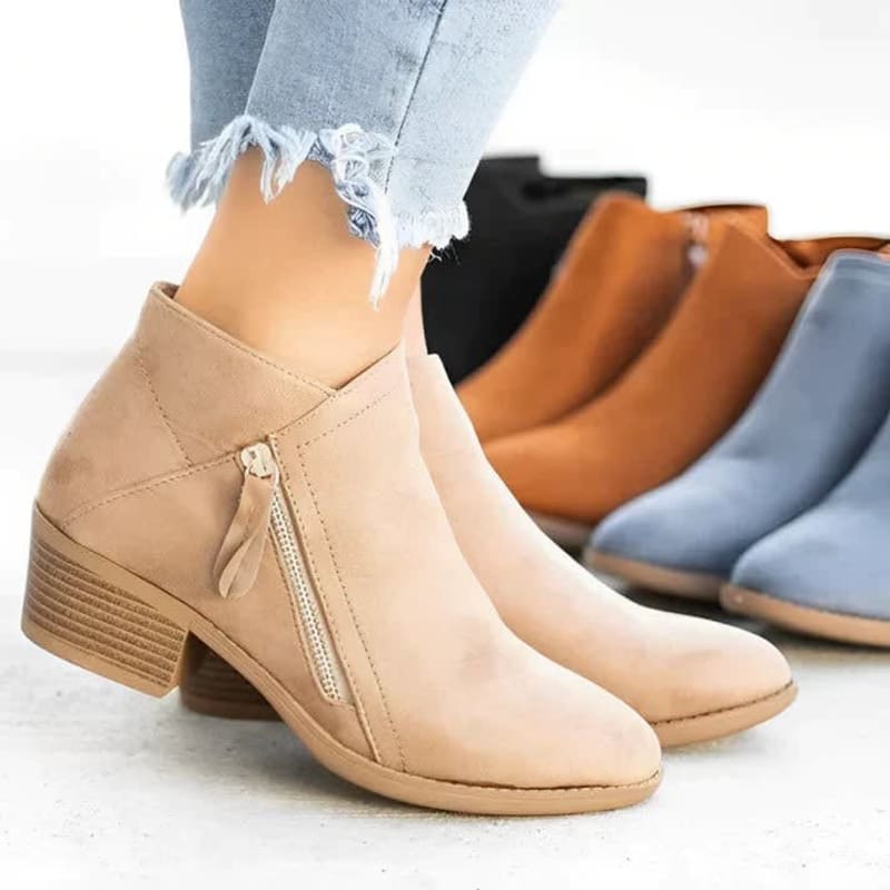 Ilana Block Heel Side Zip Ankle Boots_1