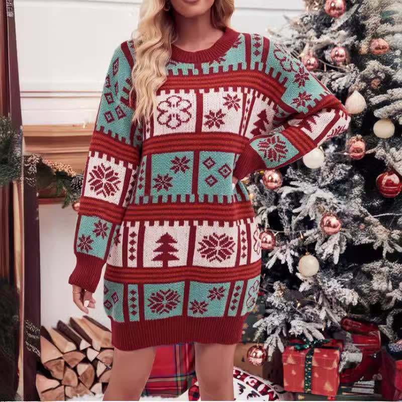Mary Fair Isle Christmas Sweater Dress_1
