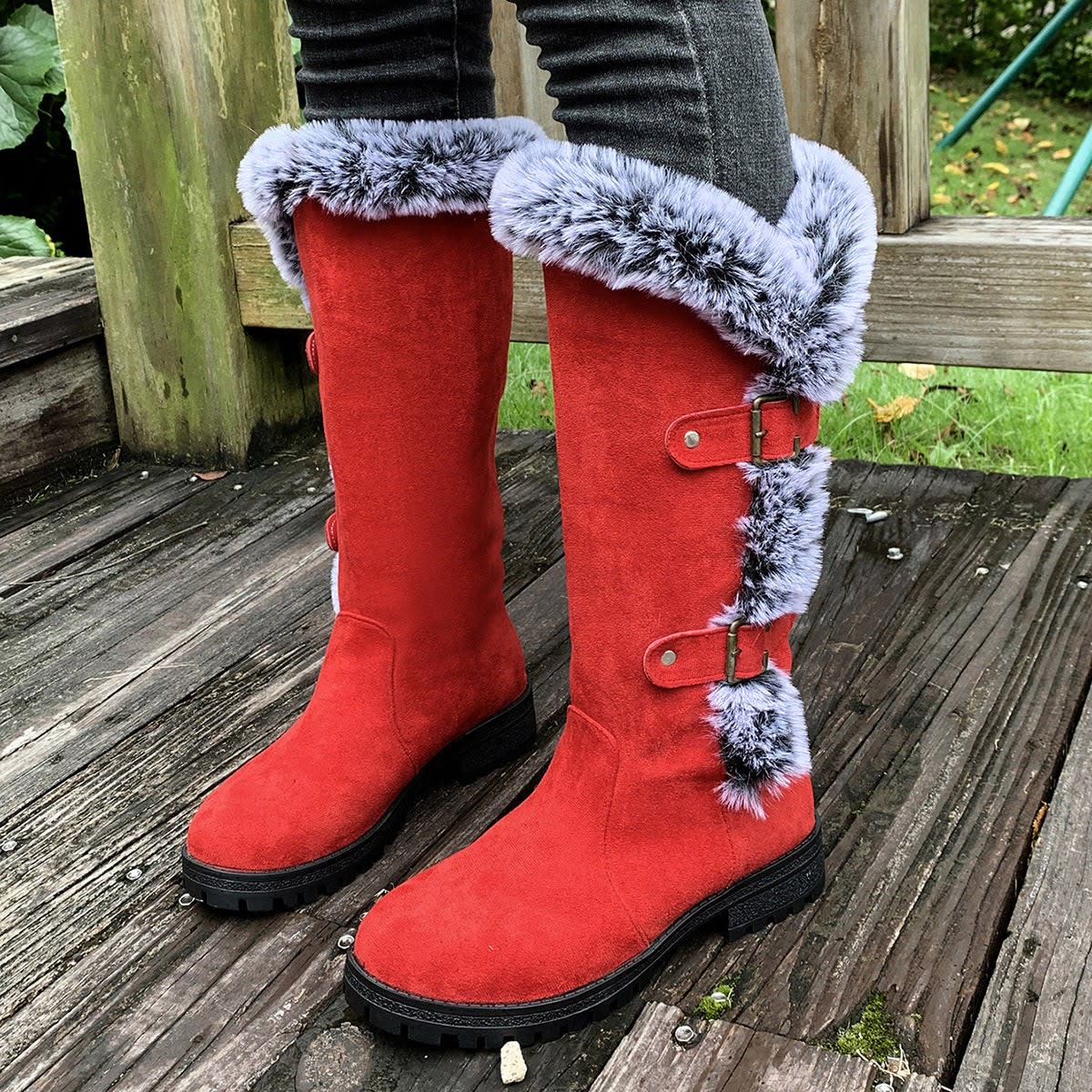 Geneva Faux Fur Trim Knee High Boots_2