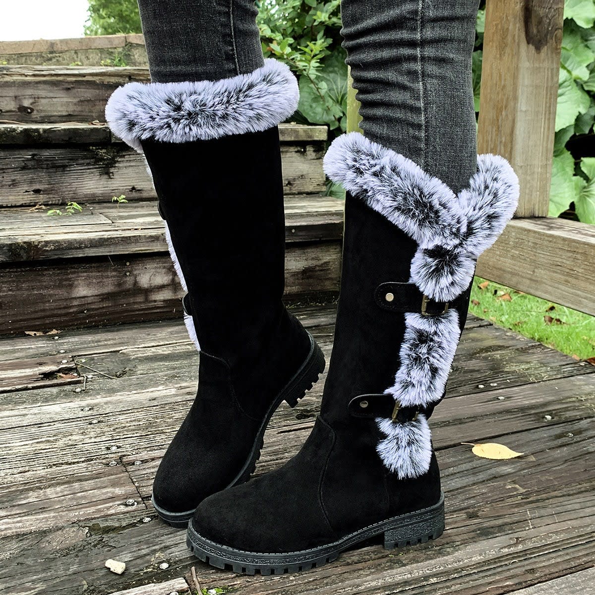 Geneva Faux Fur Trim Knee High Boots_3