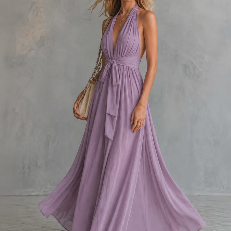 Arabella Halter Deep V-Neck Flowy Maxi Dress_1
