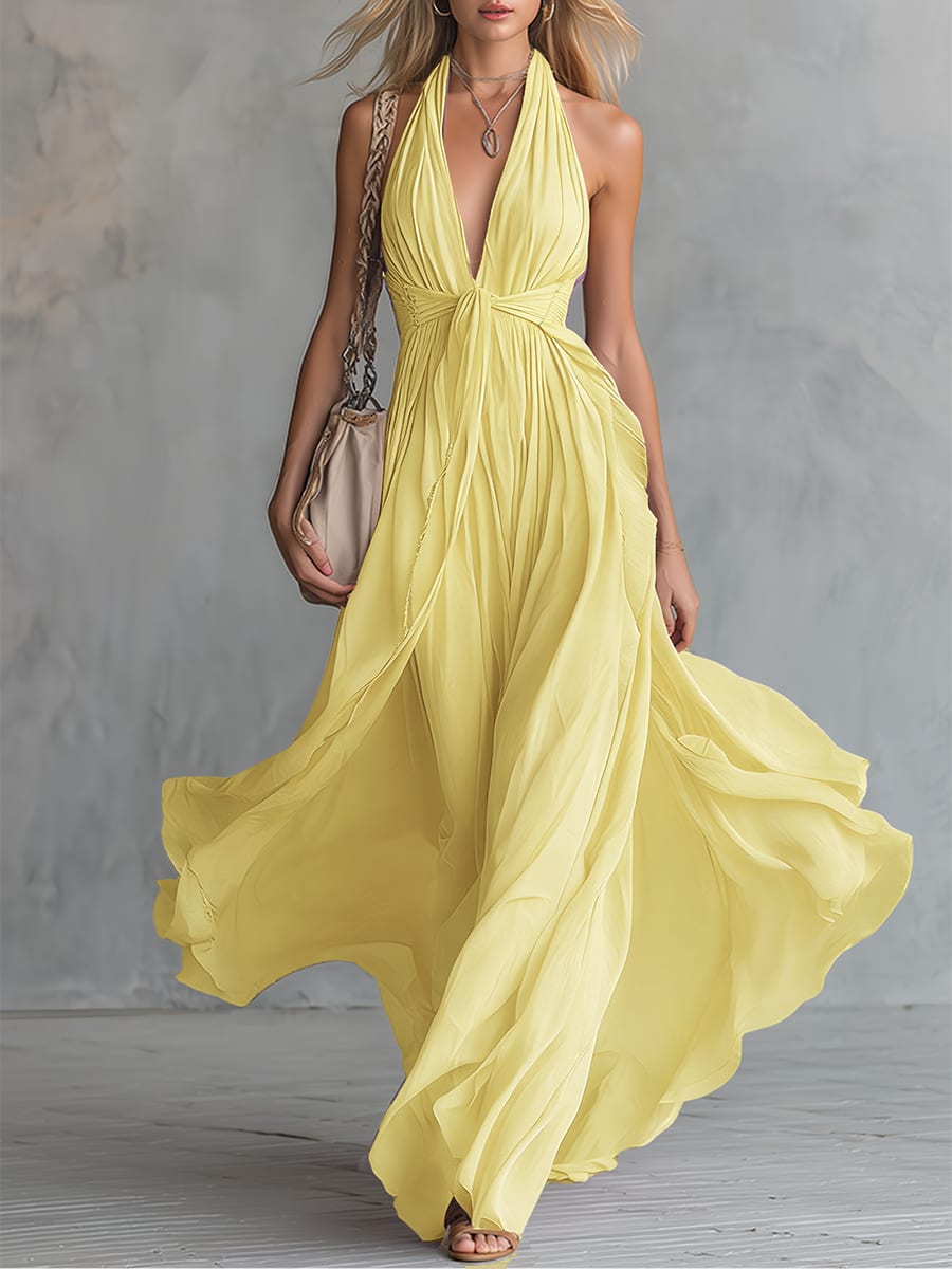 Arabella Halter Deep V-Neck Flowy Maxi Dress_8