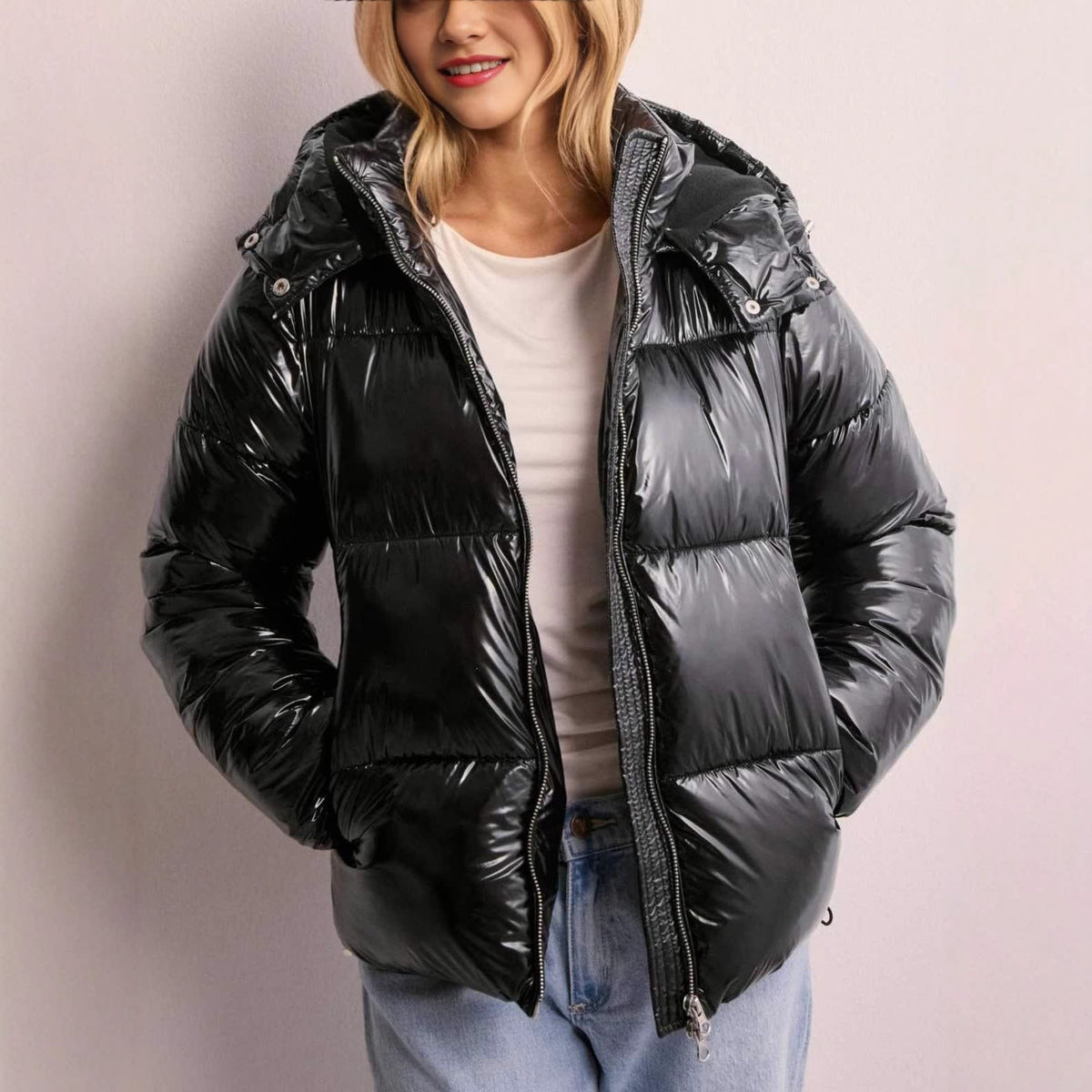 Crystal Glossy Hooded Puffer Jacket_4