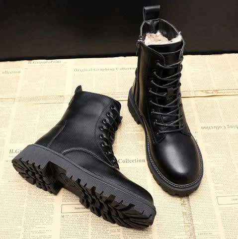 Evie Fur Lined Faux Leather Combat Boots_4
