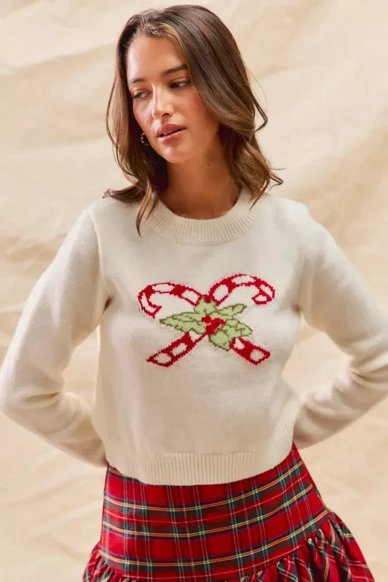 Octavia Candy Cane Cropped Christmas Sweater_6