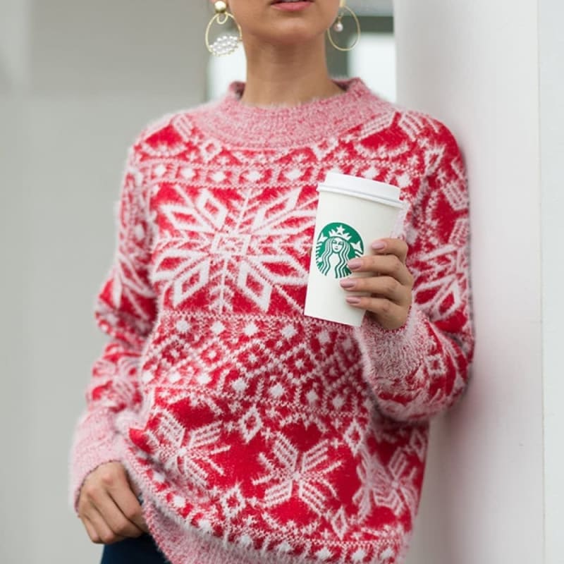 Rosie Fuzzy Snowflake Christmas Sweater_1