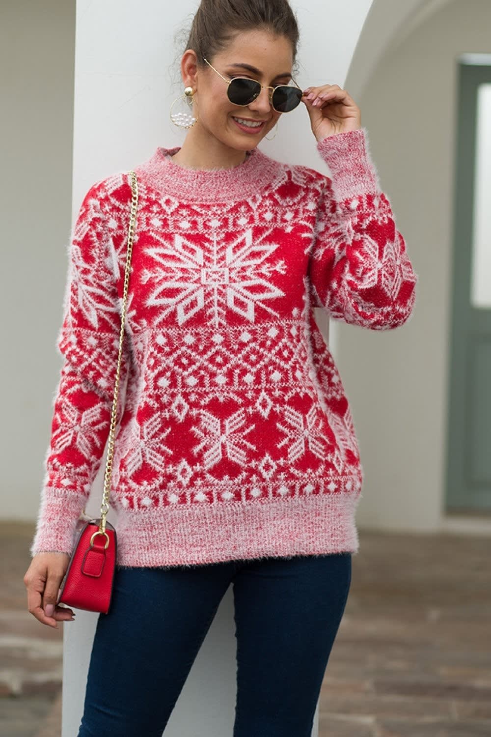 Rosie Fuzzy Snowflake Christmas Sweater_2