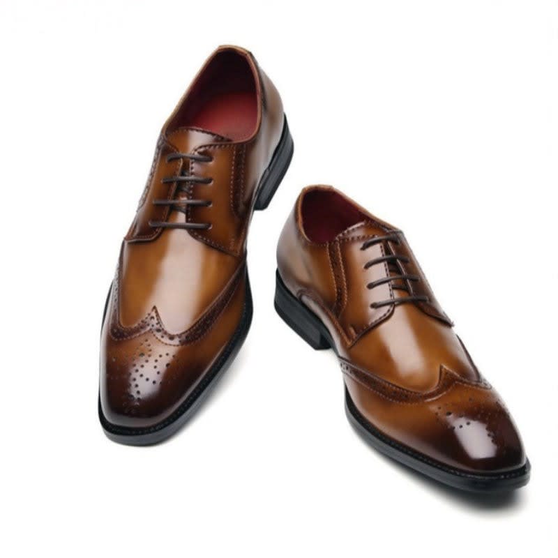 Harold Burnished Leather Wingtip Brogue Shoes_4