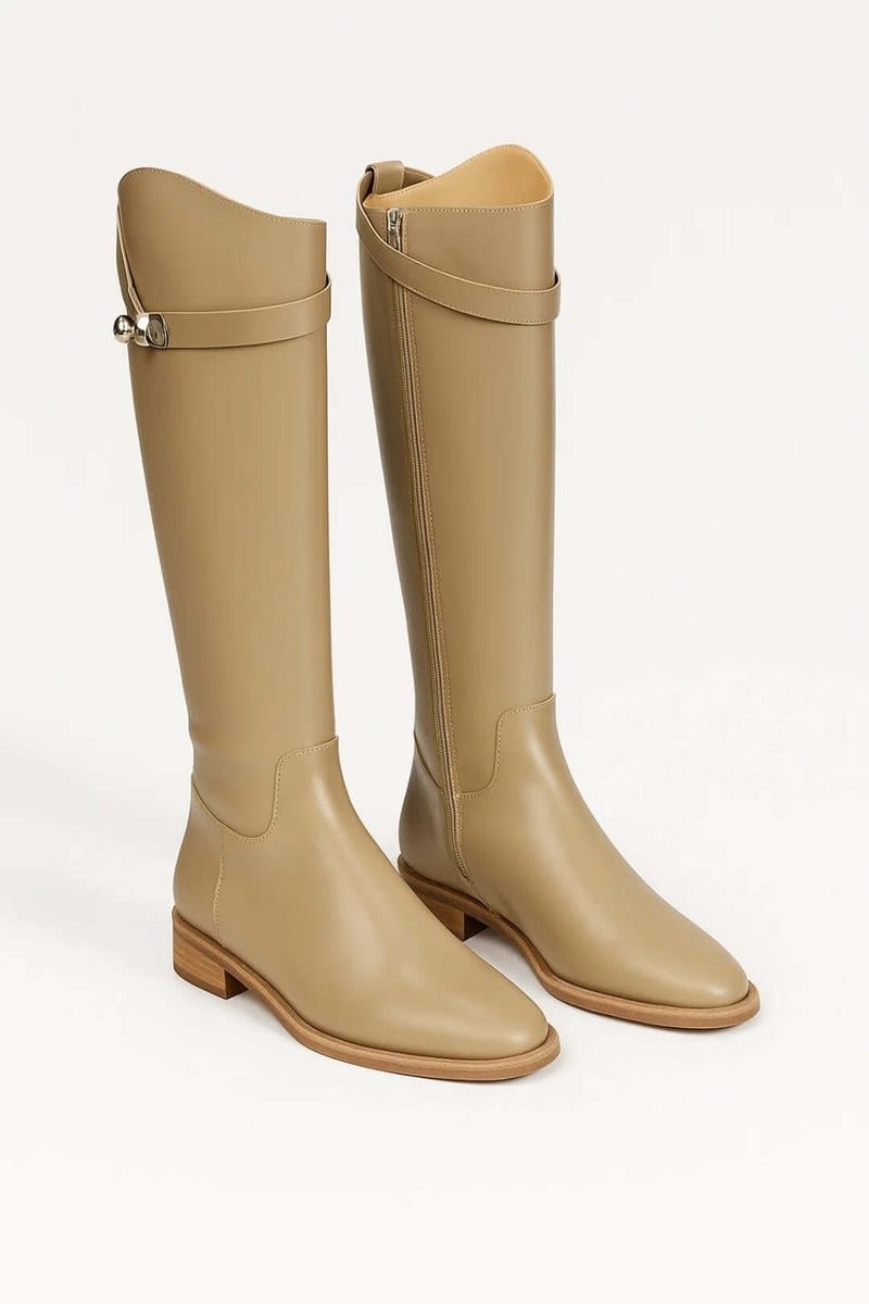 Molly Faux Leather Buckle Strap Riding Boots_2