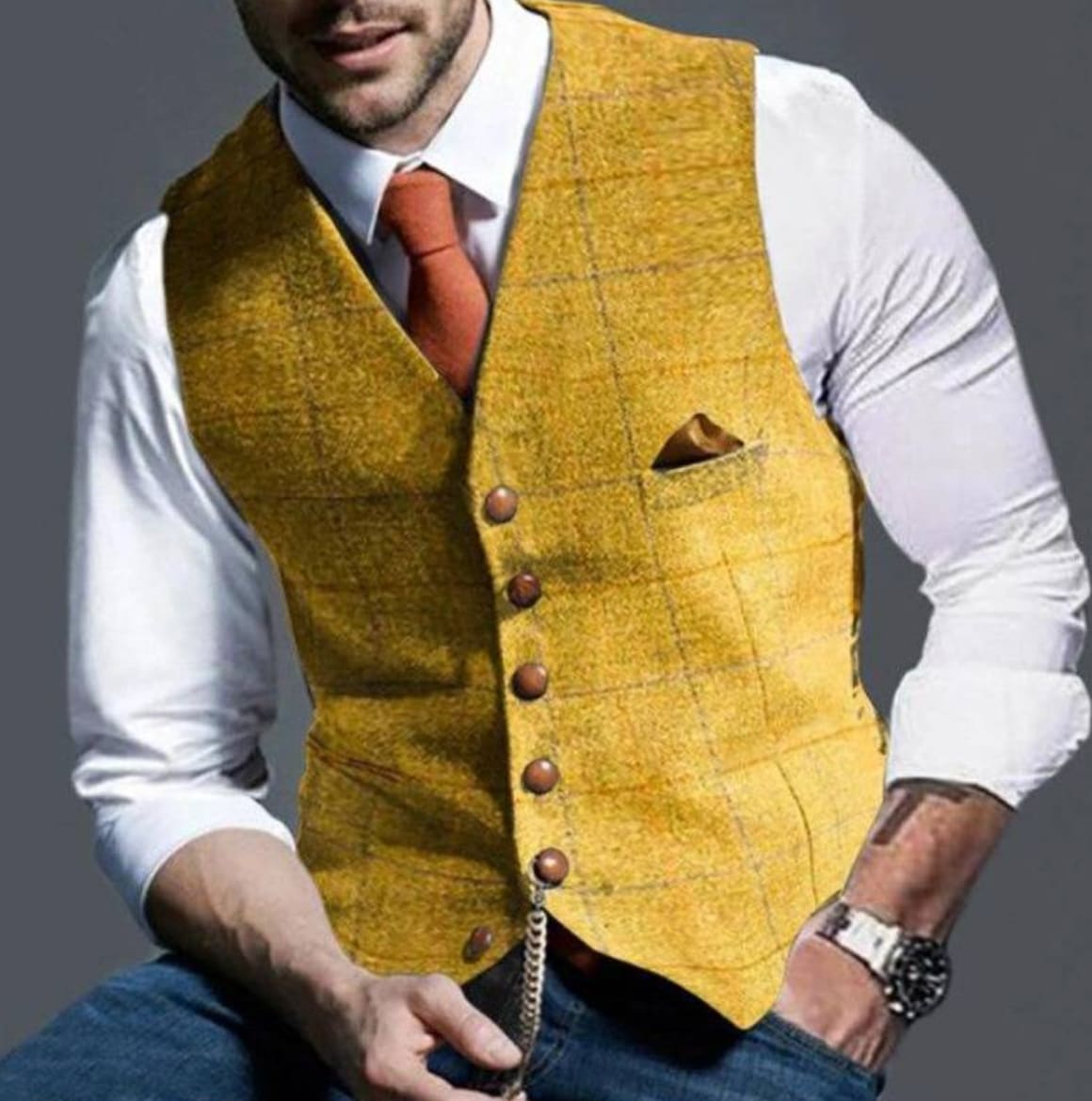 Samuel Windowpane Check Suit Vest_4