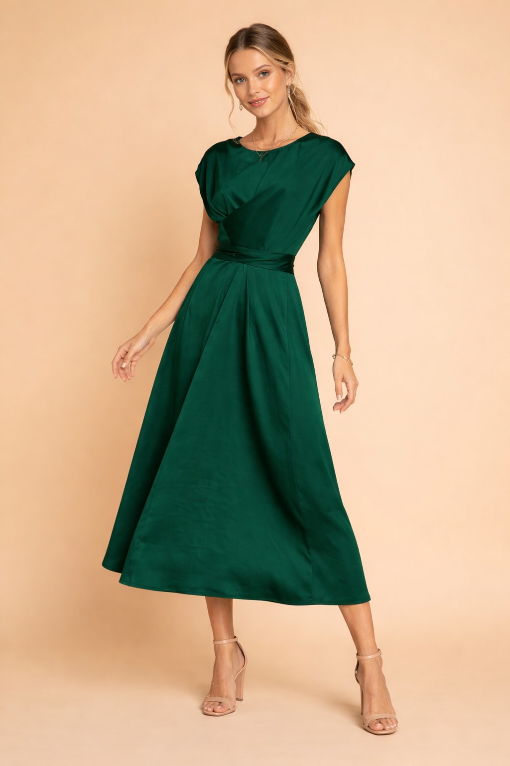 Katriona Satin Twist Front Wedding Guest Midi Dress_2