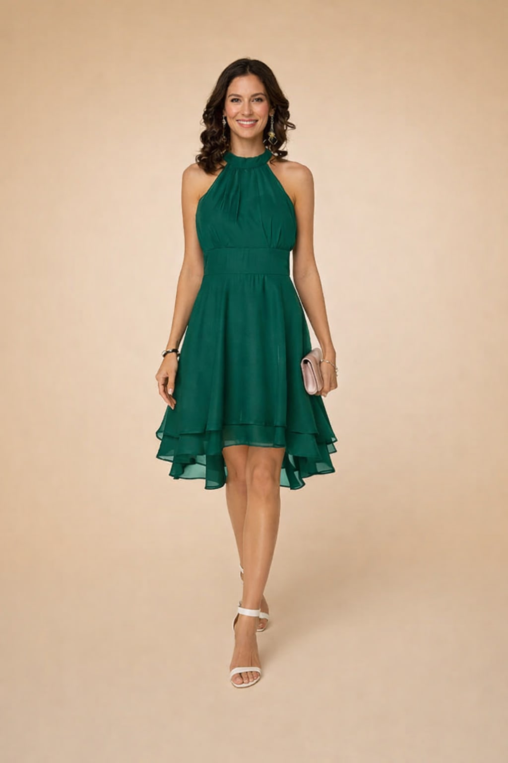 Delia Halter Neck Tiered Chiffon Dress_5