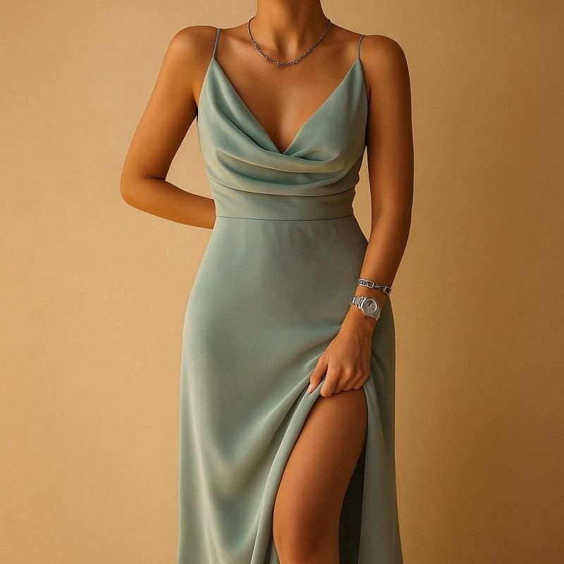 Evadne Draped V-Neck Side Slit Maxi Dress_1