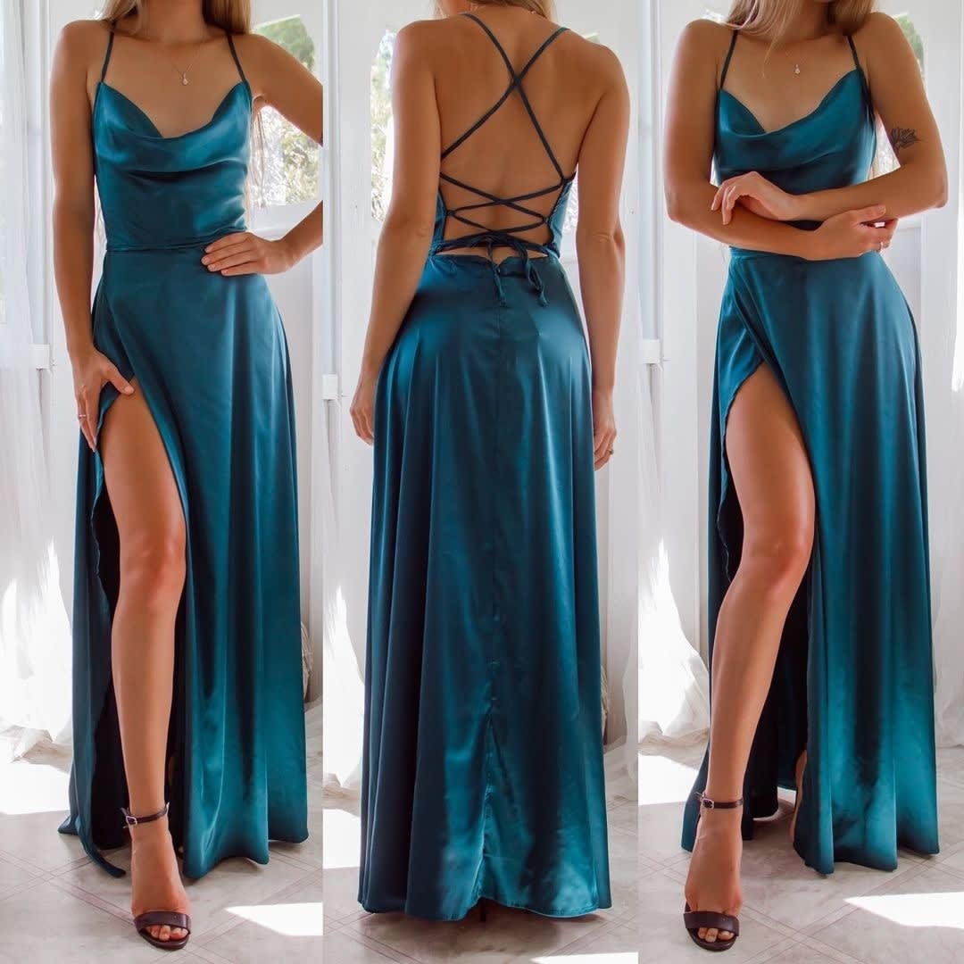 Hermione Satin High Slit Evening Maxi Dress_12