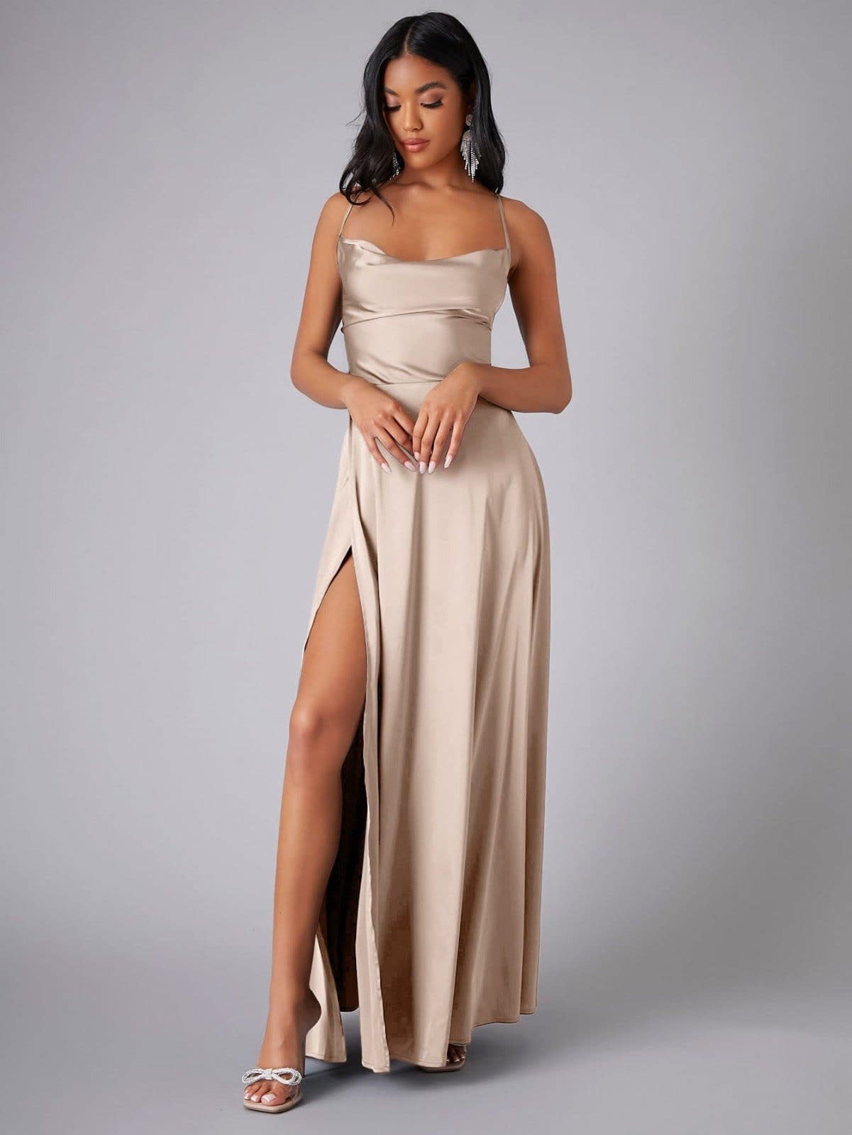 Hermione Satin High Slit Evening Maxi Dress_6