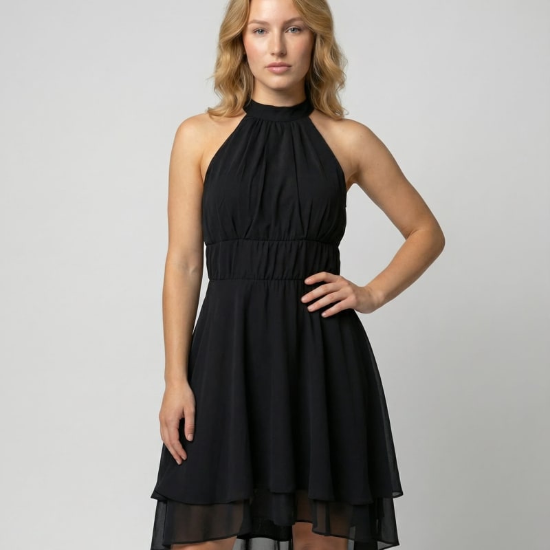 Cassia Halter Ruffle Hem Chiffon Evening Dress_1