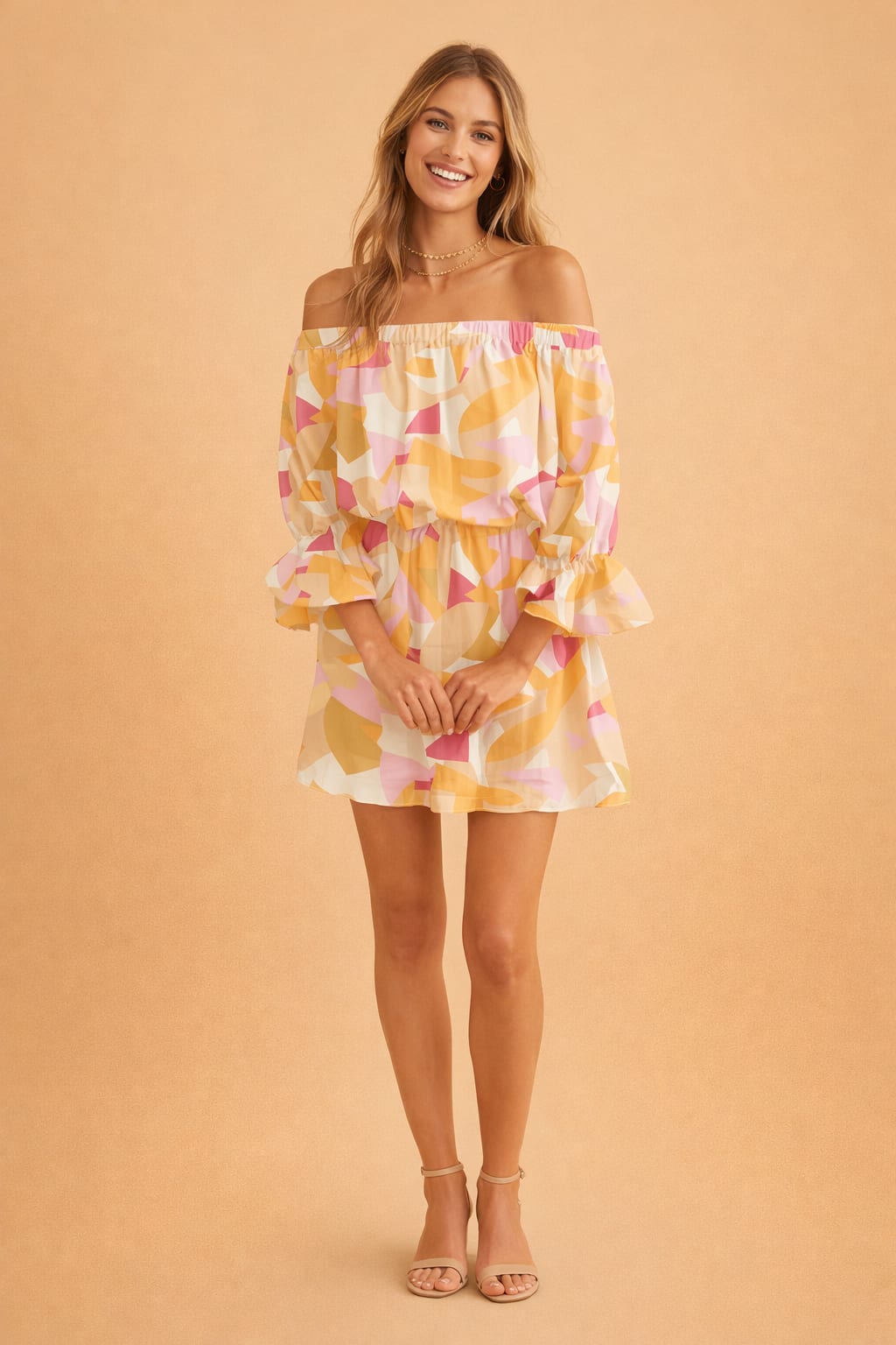 Winifred Floral Print Off Shoulder Ruffle Summer Dress_5