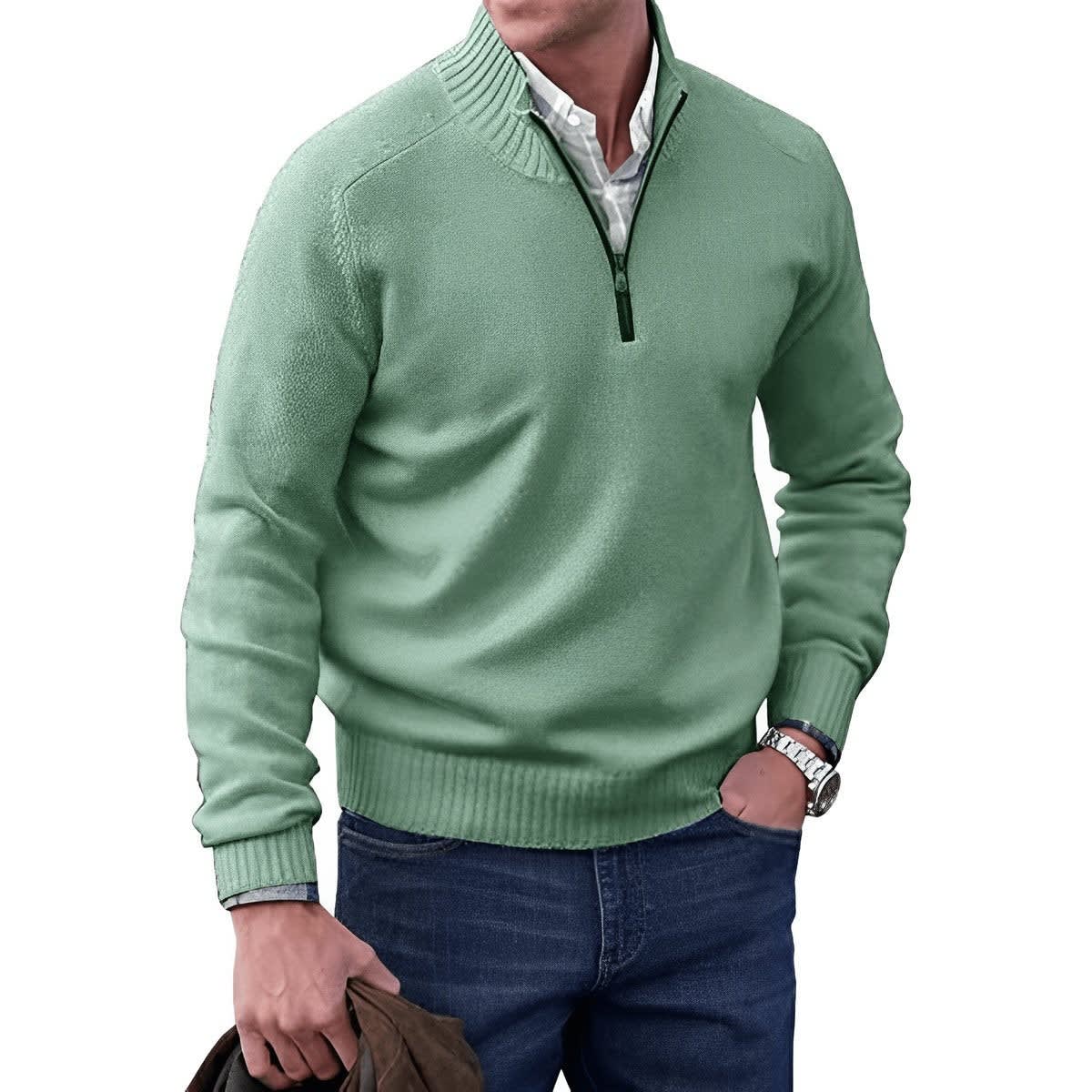Damian Regular Fit Quarter Zip Sweater_4