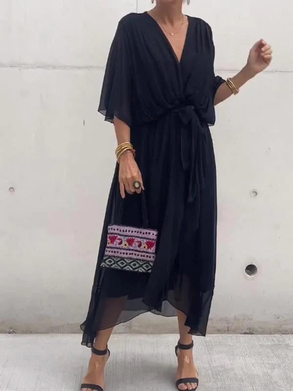 Emma Chiffon V-Neck Evening Dress