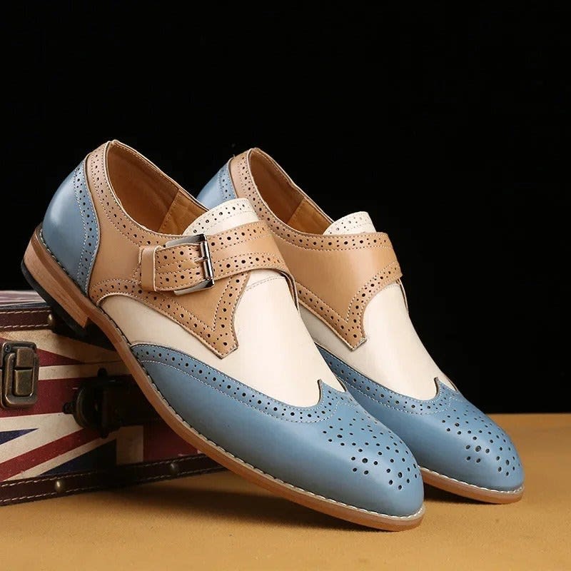 Jasper Two Tone Wingtip Monk Strap Shoes_3