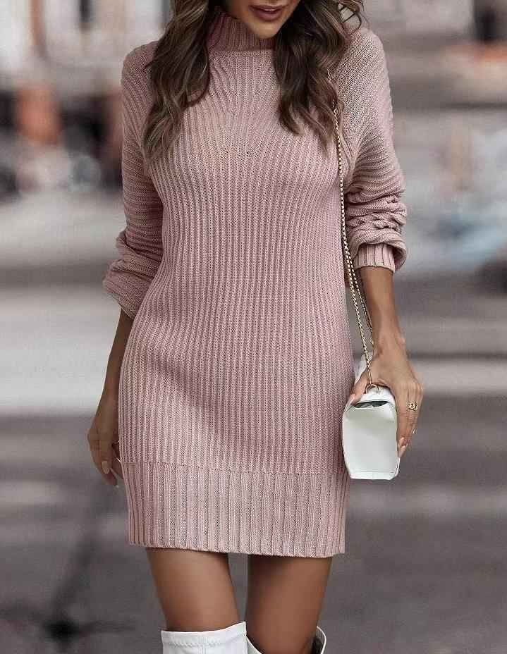 Lila Ribbed Knit Lantern Sleeve Sweater Dress_17