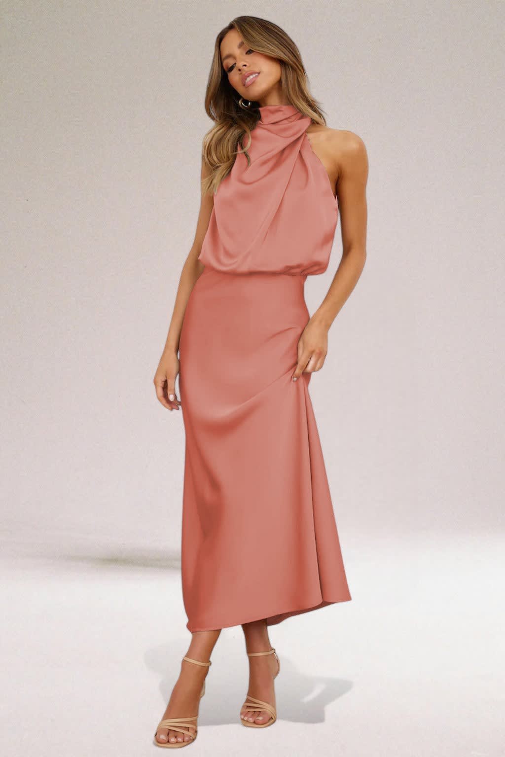 Naomi Satin Draped Hoco Dress With Halter Neckline_3