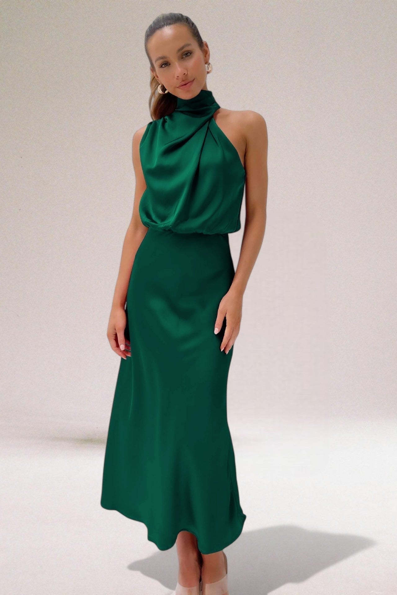 Naomi Satin Draped Hoco Dress With Halter Neckline_6