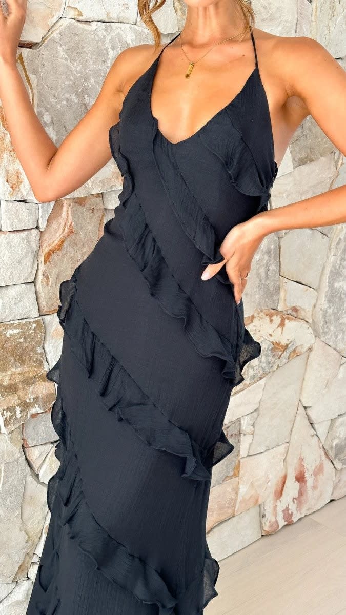 Kira Halter Tiered Ruffle Summer Maxi Dress_3