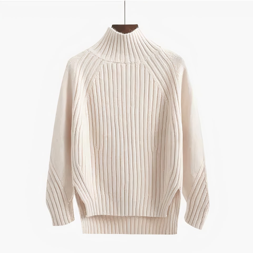 Josefina Ribbed Knit Mock Neck Sweater with Side Slits_5