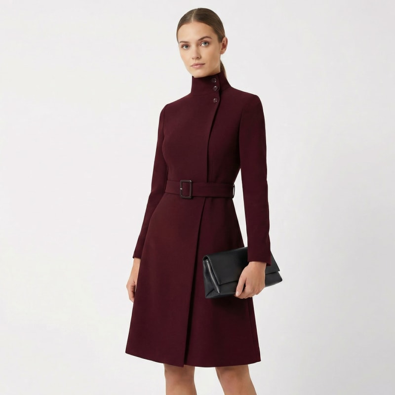 Purisima Belted High Neck Midi Dress_1
